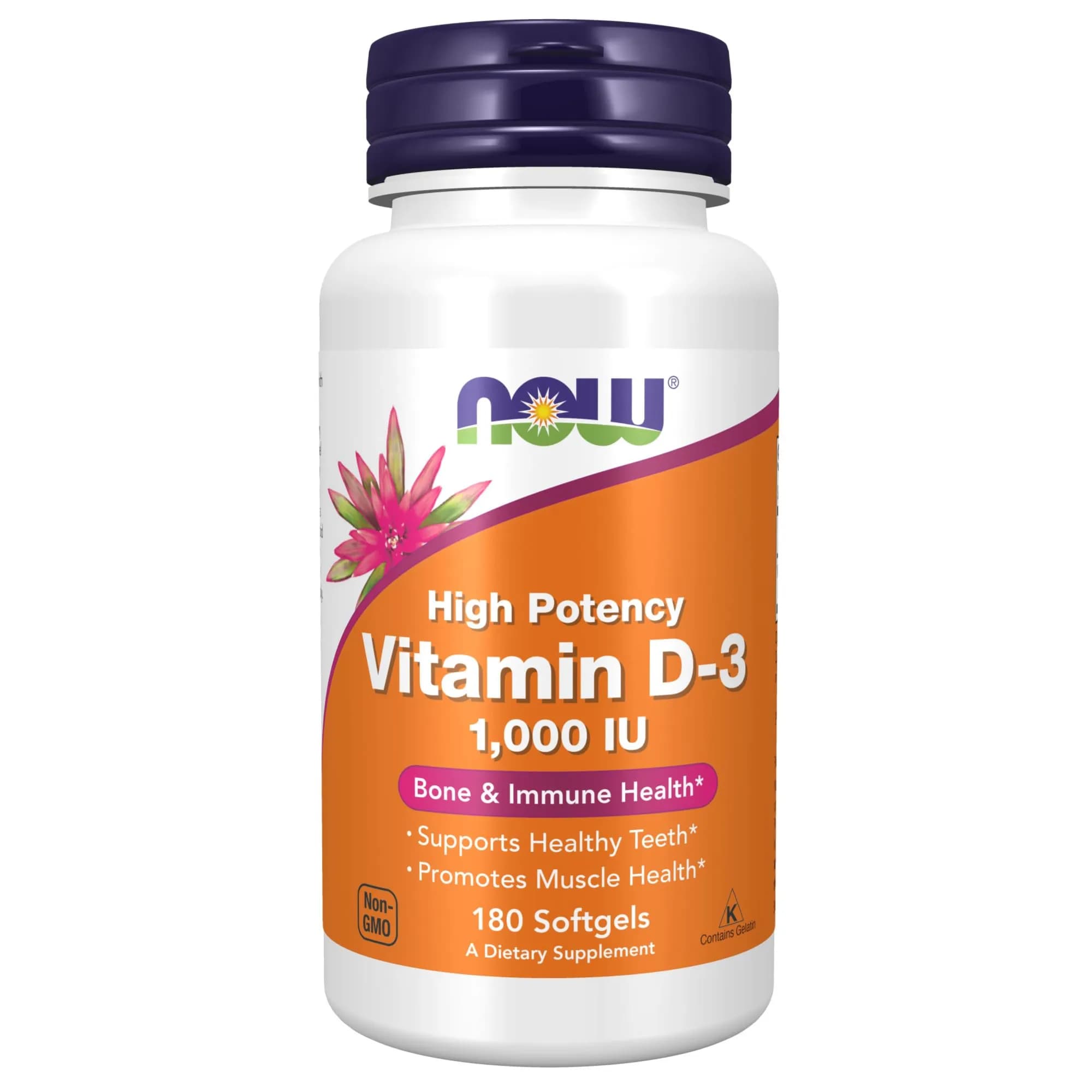 Now High Potency Vitamin D-3 1000IU (180 softgels)