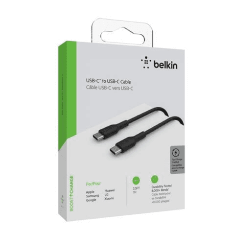 كابل شحن Usb-C إلى Usb-C من بيلكين بطول 1 متر (مادة مضفرة متينة)