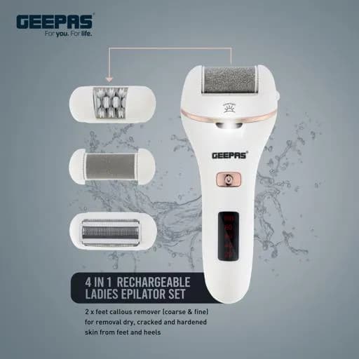 Geepas 4In1 Rechargeable Ladies Epilator Set Gls86059