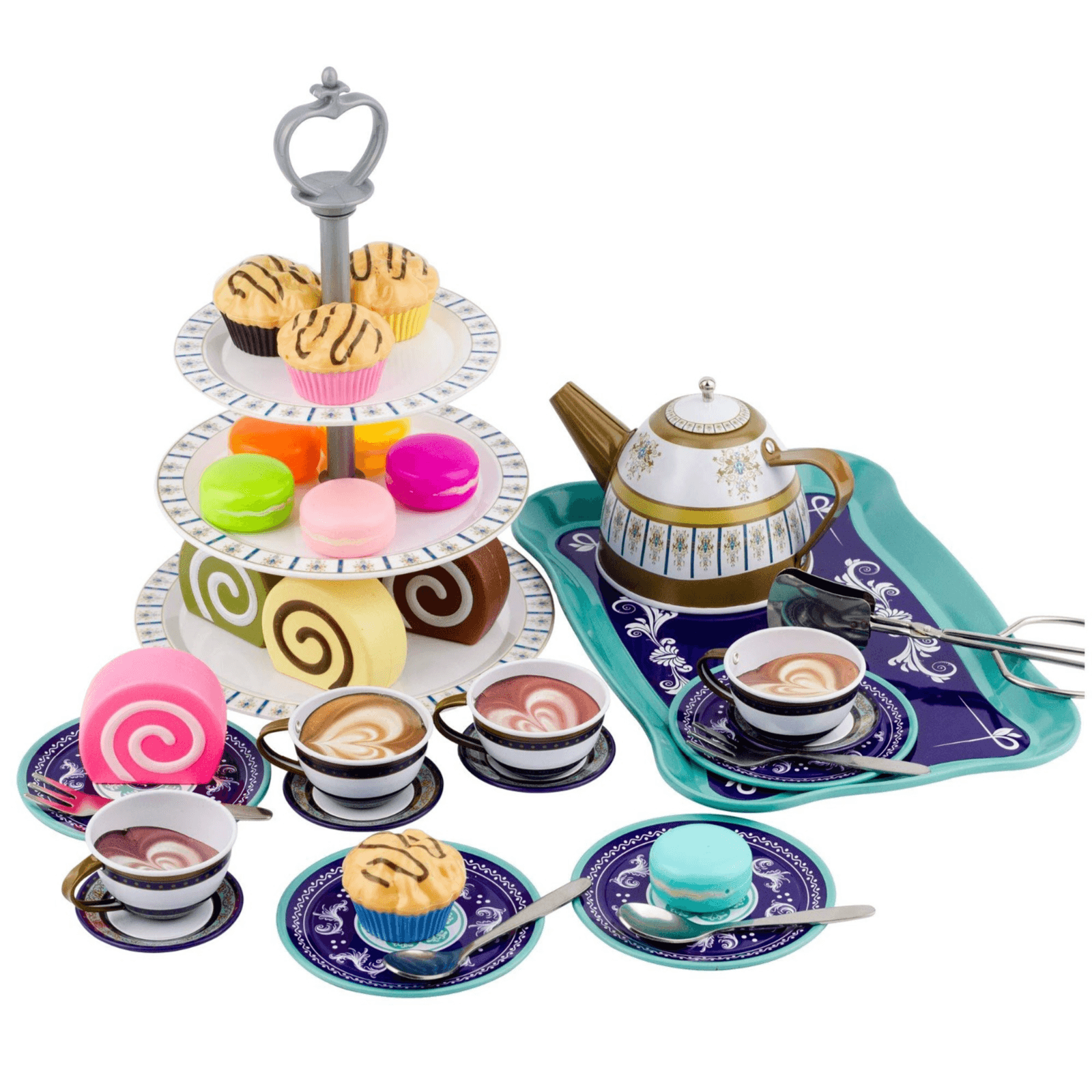 Metal Tea Set . For Kids - 39 Pcs