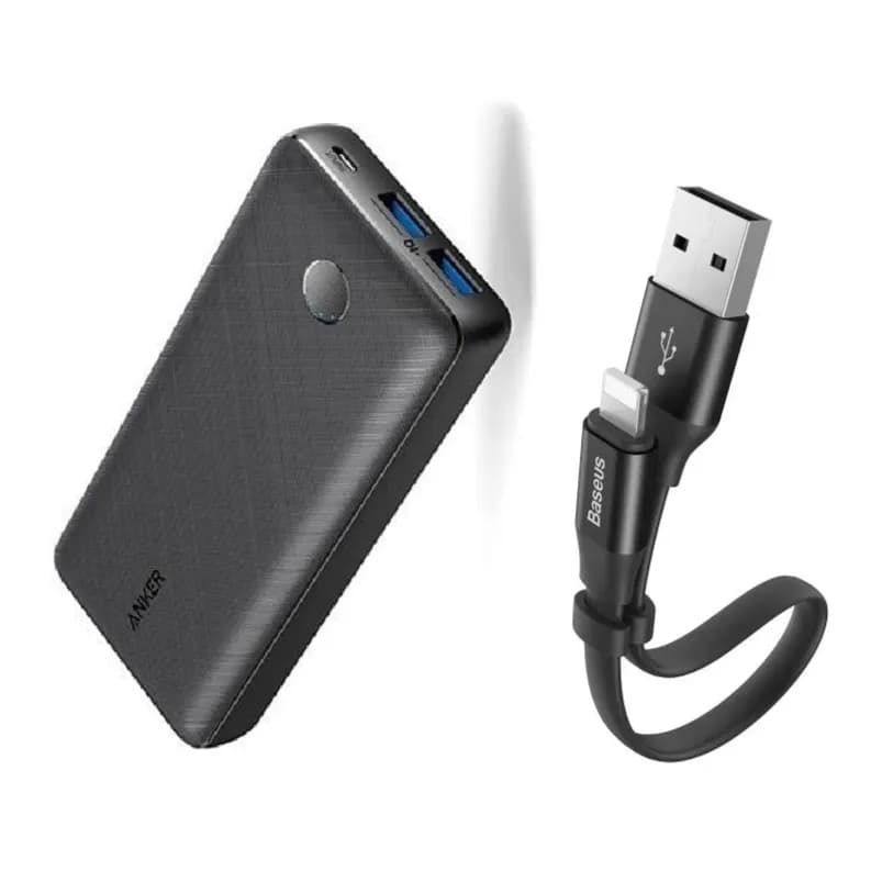 Anker Power Bank Power Core Select 10000 With Usb To Lightning Short Cable Baseus