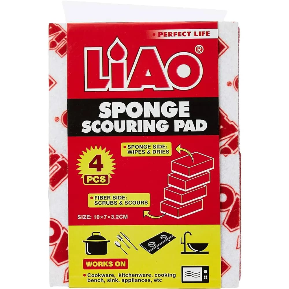 LIAO OCN-072 Sponge with Scouring Pad (Pack of 4)