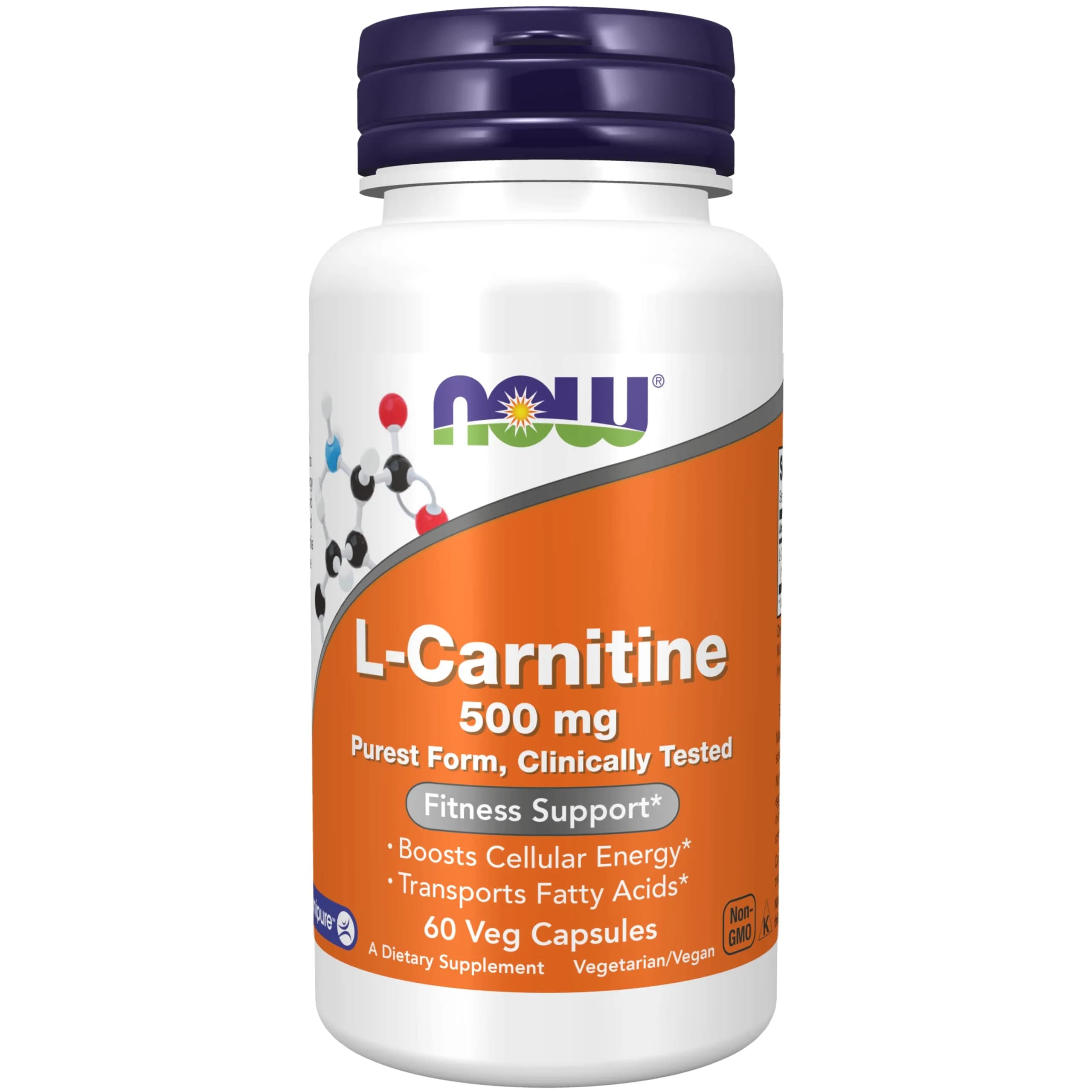 Now L- Carnitine 500 mg (60 Veg Capsules)