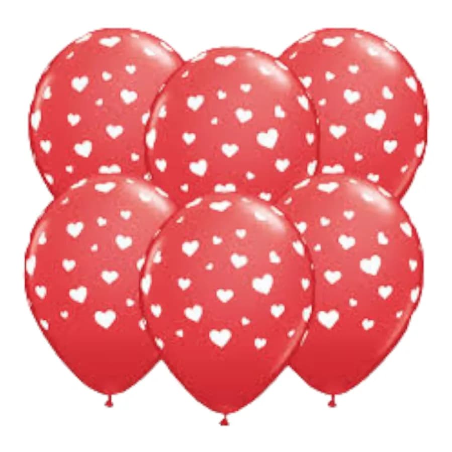 Red Ballons With Heart Design