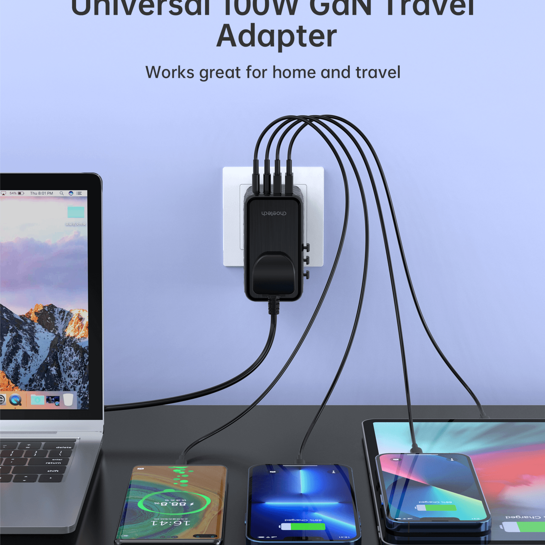 Chotech Pd100w 2c+2a Travel Wall Charger