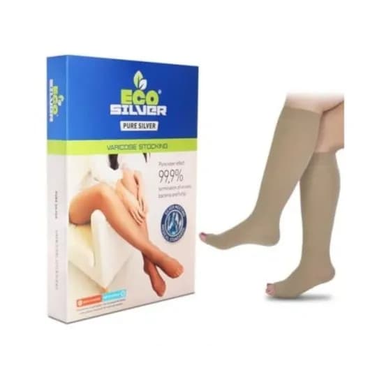 Eco Silver Varicose Stocking Leg Circumference: Knee Standard Open Size3 (32-38) Color Beige