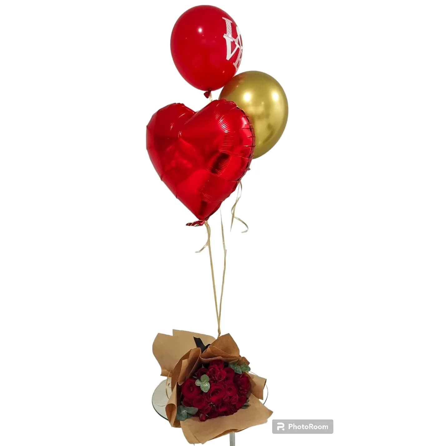 Red Roses Bouquet With Ballon