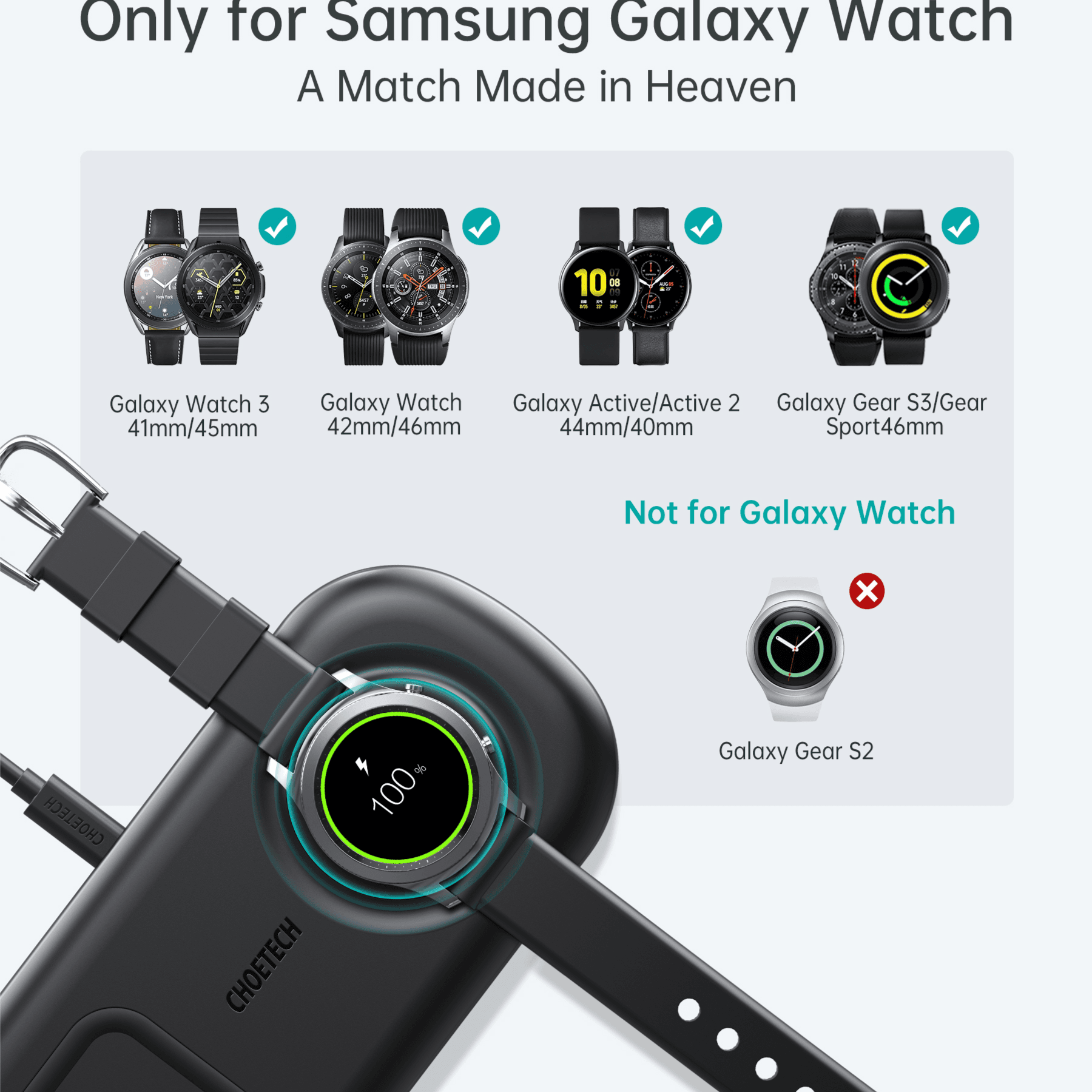 Choetech Samsung Watch Fast Wireless Charging Pad