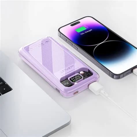 Acefast-M1 Small Size & Large Capacity Powerbank 10000Mah-Purple (Usb-A & Usb-C)