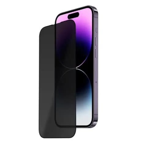 Iphone 15 Pro Hd Glass Premium Quality High Definition Glass-Smooth & Delicate.Anti-Fingerprint Privacy Screen Guard-Black (3D Silicone Edge)