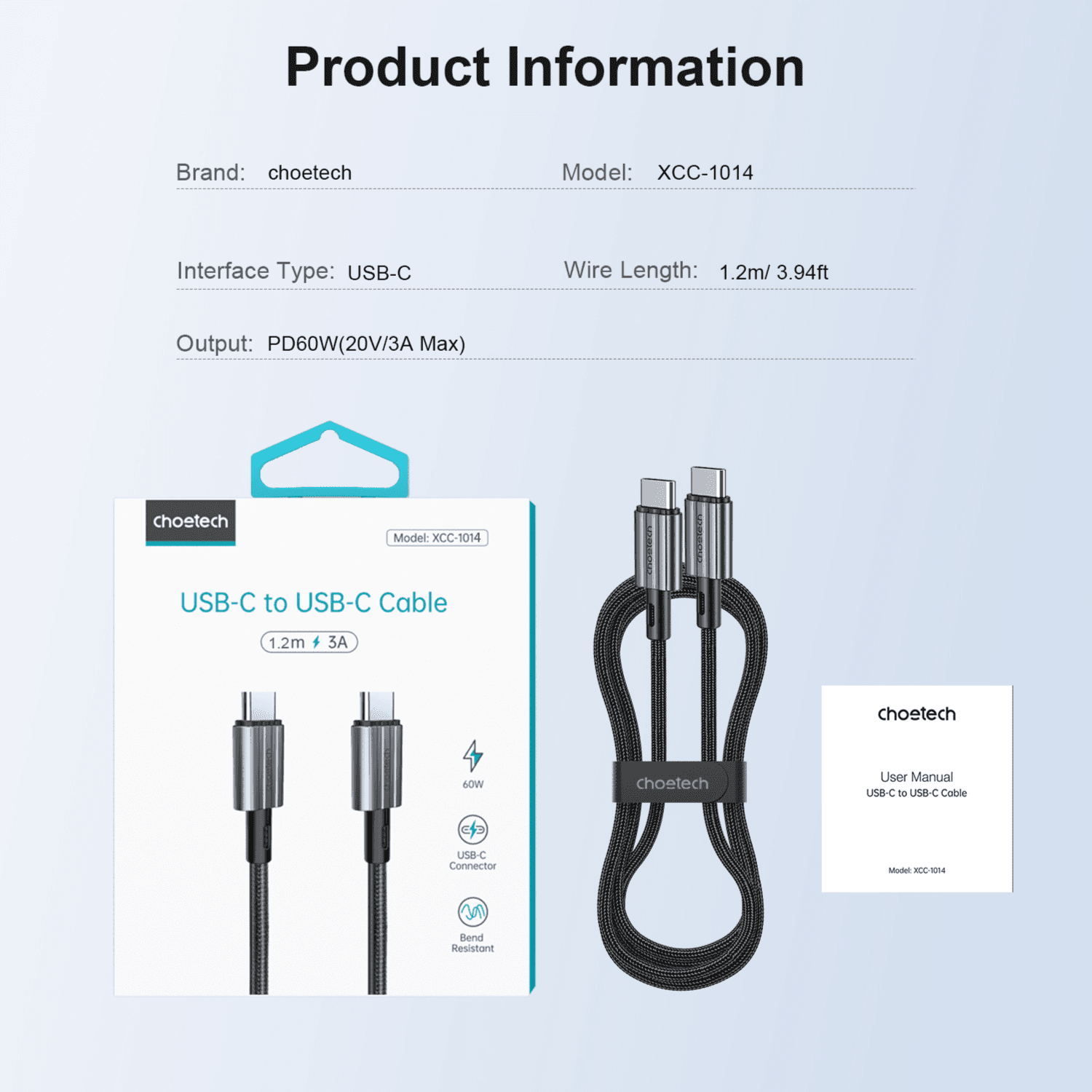 Usb-c To Usb-c  Pd60w Cable Black 1.2m