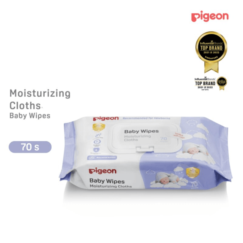 Pigeon Baby Wipes Moisturizing Cloths With Lanolin Flip-Top 70Pcs No.79493