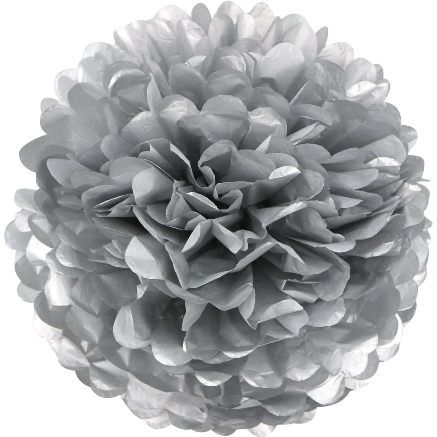 Silver Tissue Pom Pom - Pack Of 6 Pcs - 10 Inches