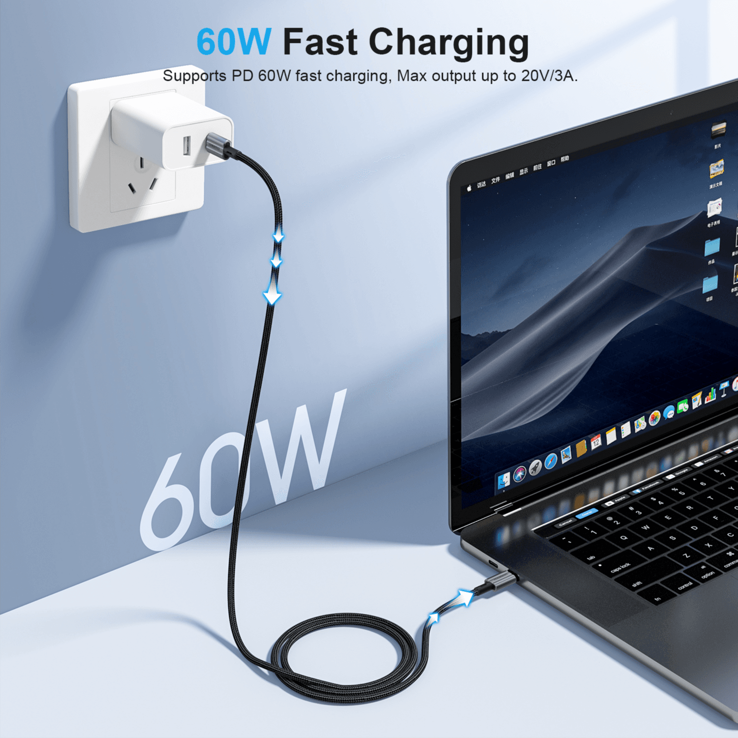 Usb-c To Usb-c  Pd60w Cable Black 1.2m
