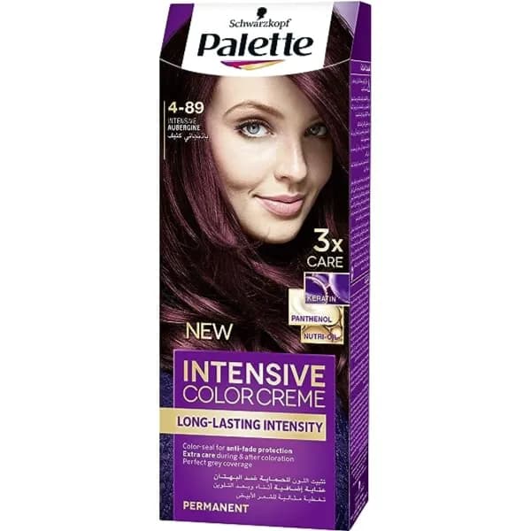 Palette Permanent Cream Hair Dye For Women, Intensive Aubergine 4-89