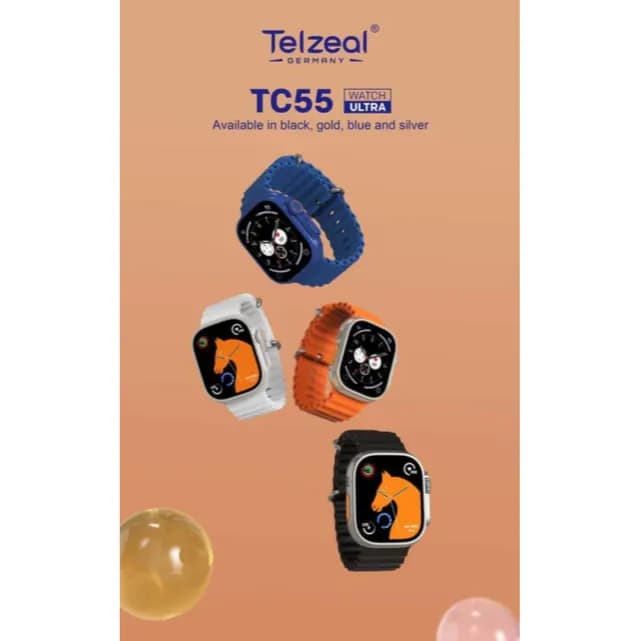 Telzeal Tc55 Ultra Smart Watch 2.0” Full Display Black Color
