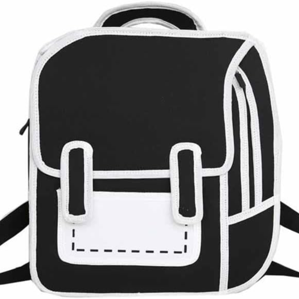 Backpack Middle School Bag 2D-Large (Black)