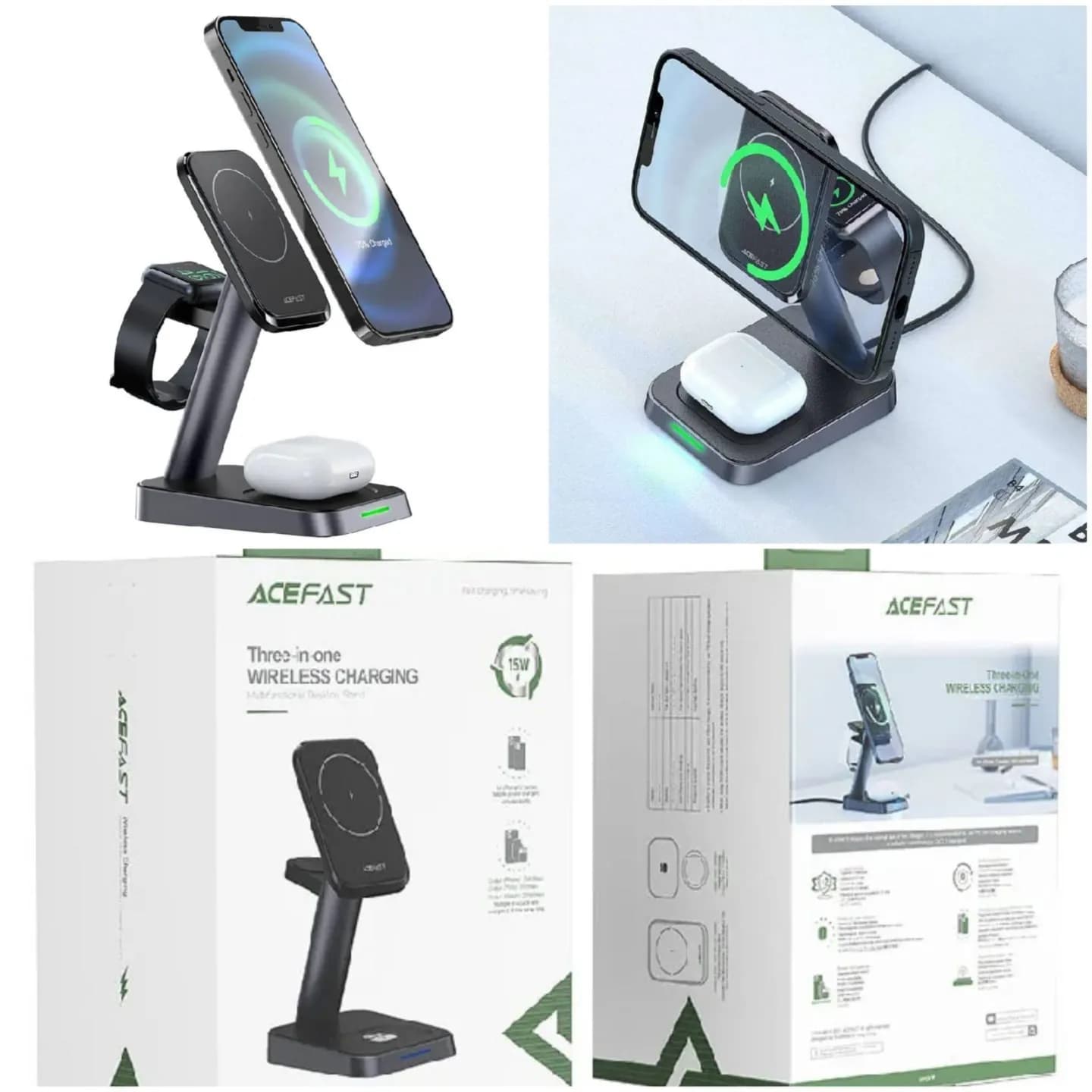 3 In 1 Wireless Charging Multifunctional Desktop Stand For Phones,Watch,Tws-Acefast E3