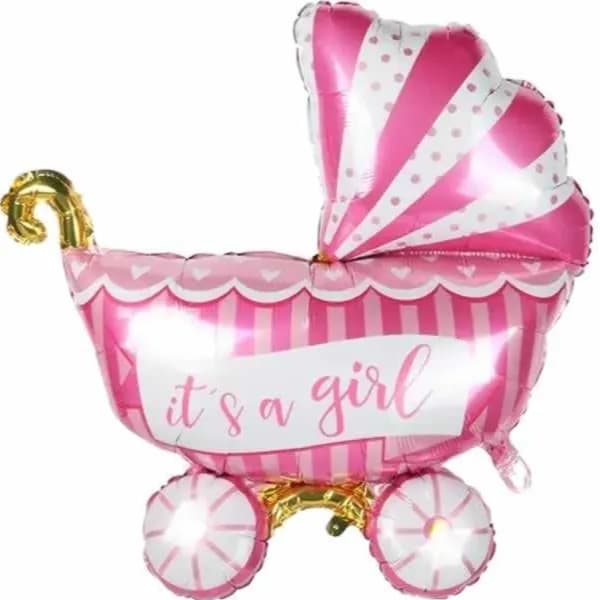 30 Inc Baby Car Pink Foil Balloon With Helium