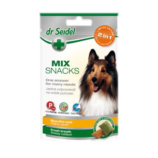 Dr Seidel Snacks For Dogs - Mix 2 In 1 For Beautiful Coat & Fresh Breath 90 G