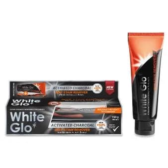 White Glo Extra Strength Whitening Toothpaste With Activated Charcoal For Deep Stain Remover 150Gm Included Pro-Soft Toothbrush