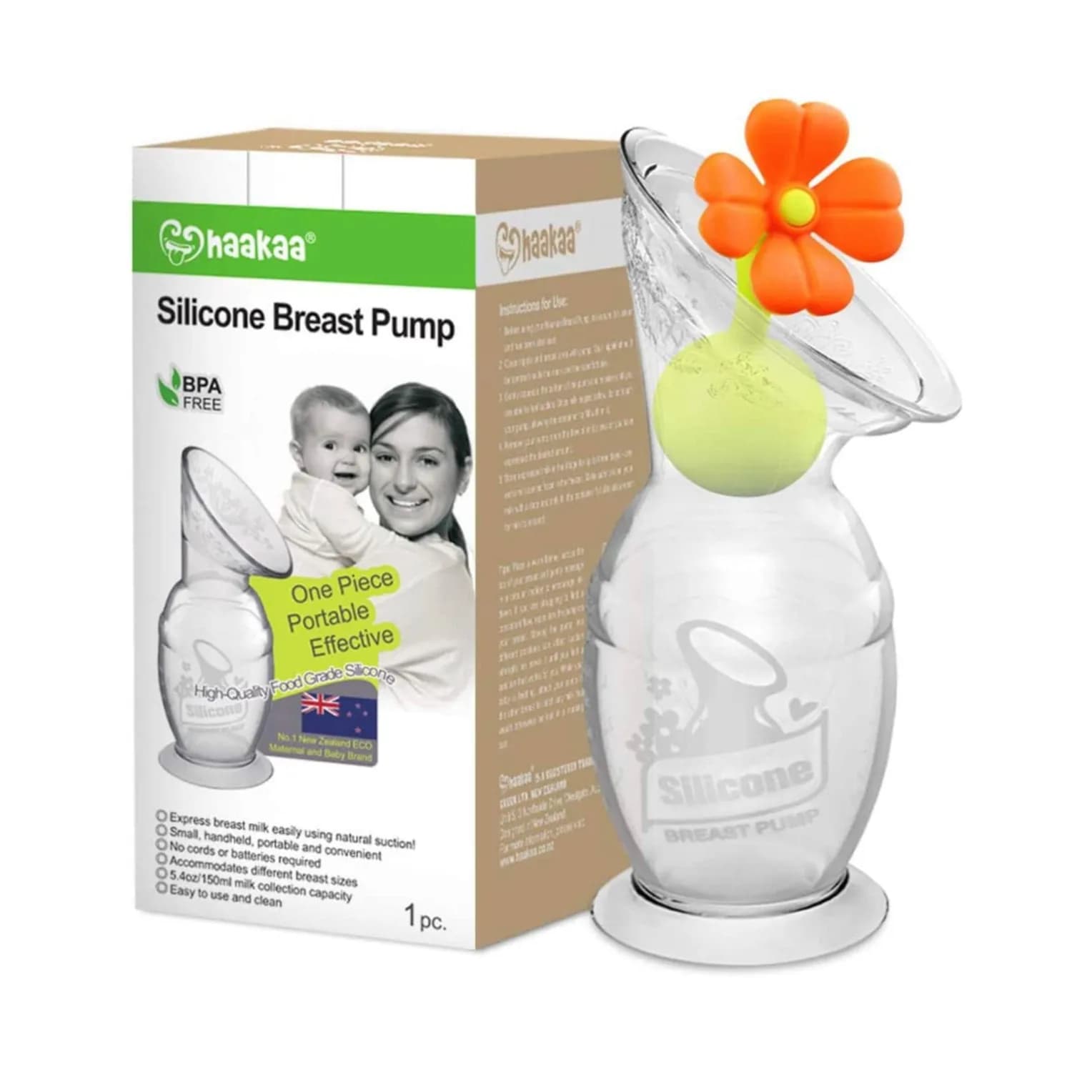 Manual Breast Pump With Suction Base And Flower Stopper By Haakaa, 150Ml