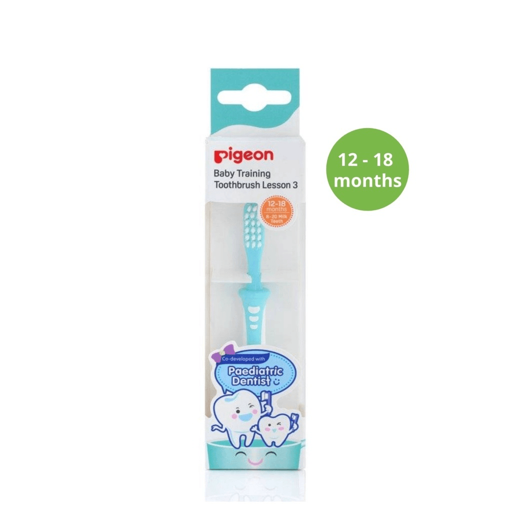 Pigeon Baby Training Toothbrush Blue Color Lesson 3 From Age 12-18 Months 1Pcs Ref-78342-2