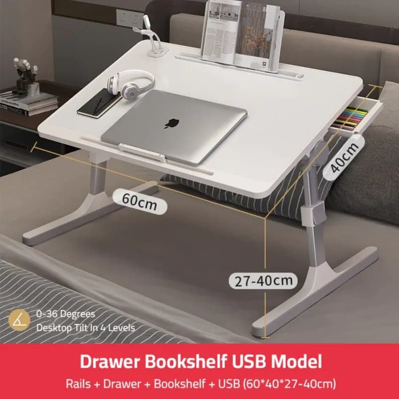 Adjustable Bed Laptop Table - Foldable Lifting Desk for Computer, Study, Reading, Work