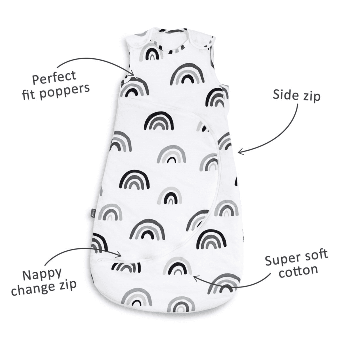 Snuz Pouch Sleeping Bag 2.5 Tog Mono Rainbow 0 To 6 Months