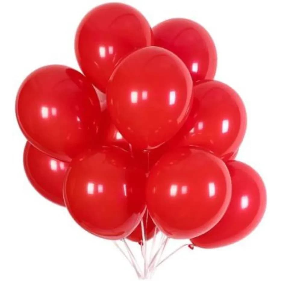 Set Of 10 Red Helium Balloons