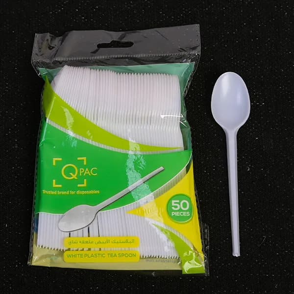 Plastic Tea Spoon White Q Pac 40Pkt*50Pcs(2000 Pcs)