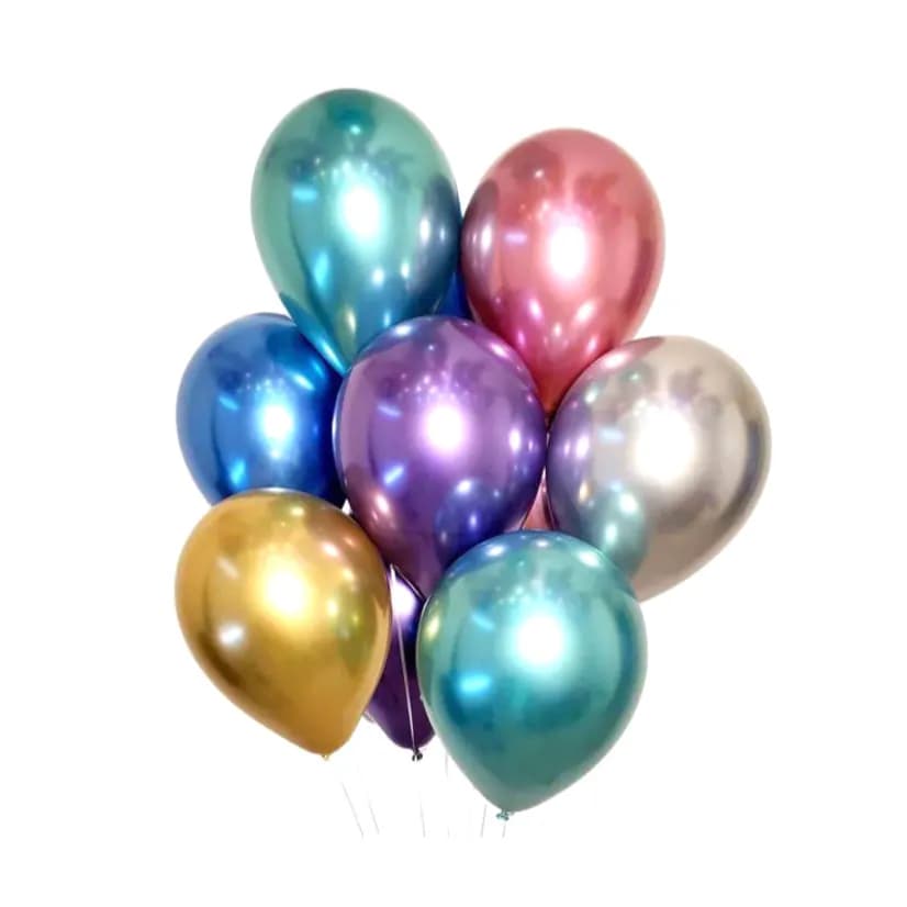 Set Of 10 Chrome Mix Color Helium Balloons