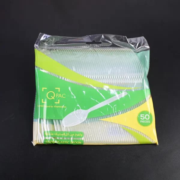 Plastic Spoon Clear Q Pac 20pkt*50pcs (1000 Pcs)