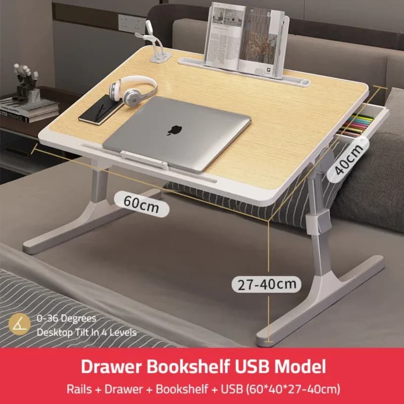 Adjustable Bed Laptop Table - Foldable Lifting Desk for Computer, Study, Reading, Work