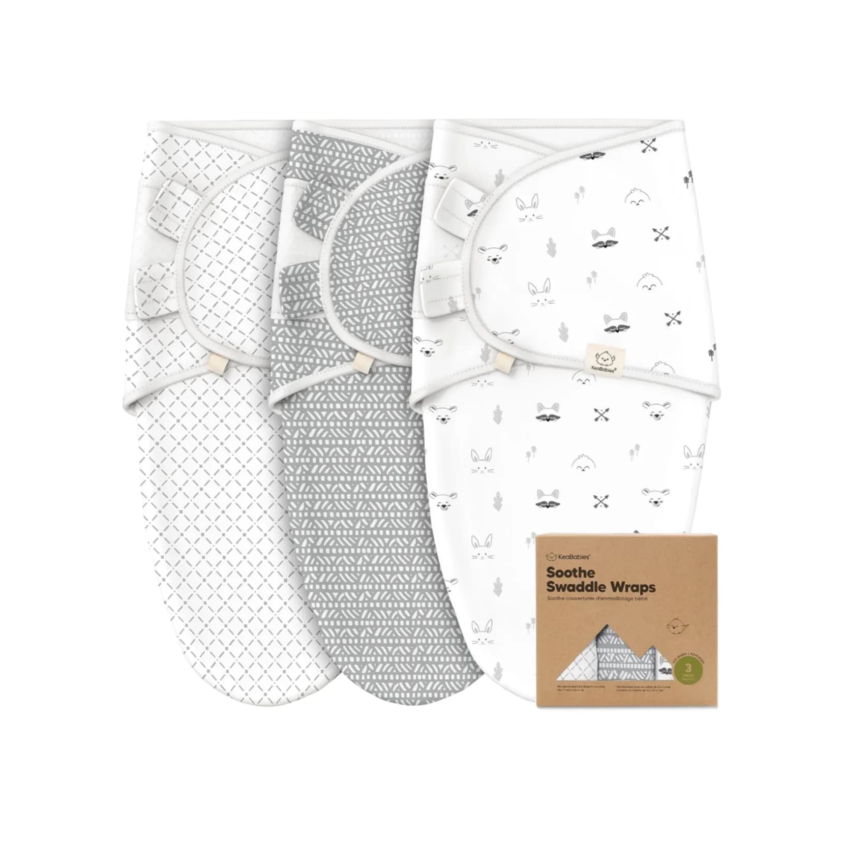 3-Pack Organic Baby Swaddle Sleep Sacks By Keababies, 0-3 Months