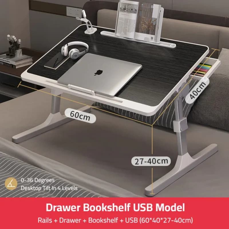 Adjustable Bed Laptop Table - Foldable Lifting Desk for Computer, Study, Reading, Work