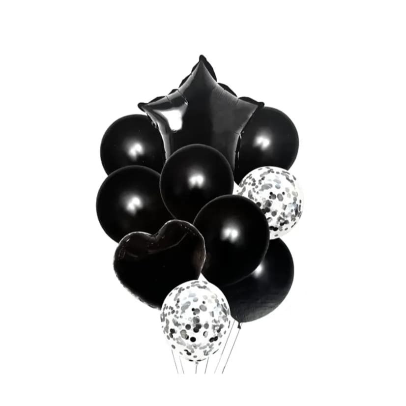 Set Of 10 Black Helium Balloons