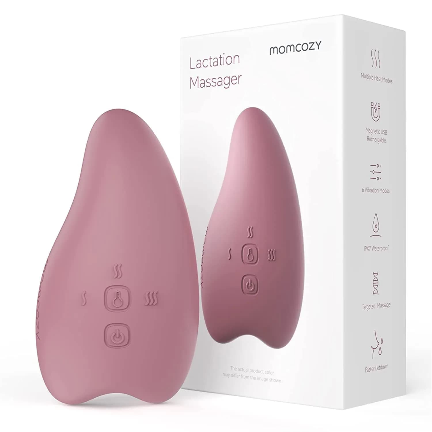 Momcozy Warming Lactation Massager 2-In-1, Soft Breast Massager For Breastfeeding, Heat + Vibration Adjustable For Clogged Ducts, Improve Milk Flow