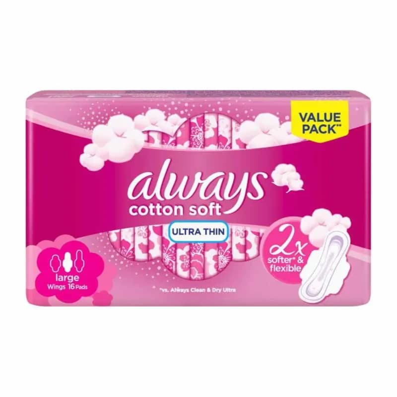 Always Cottony Soft Ultra Thin  Large Wings 16Pads