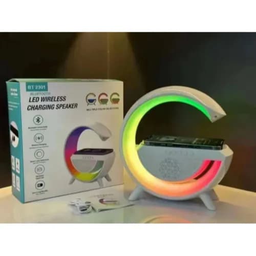 White Bt 2301 Led Wireless Charging Speaker