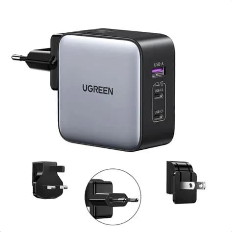 UGREEN Nexode 65W USB C-oplader USB C Charger 3-poorts GaN PD lader PPS Compatibel met MacBook Pro/Air, iPhone 15 Pro Max, 15, 14 Pro Max, 14, iPad Pro, Galaxy S23 Ultra, S23+, S23, Steam Deck.(Zwart)