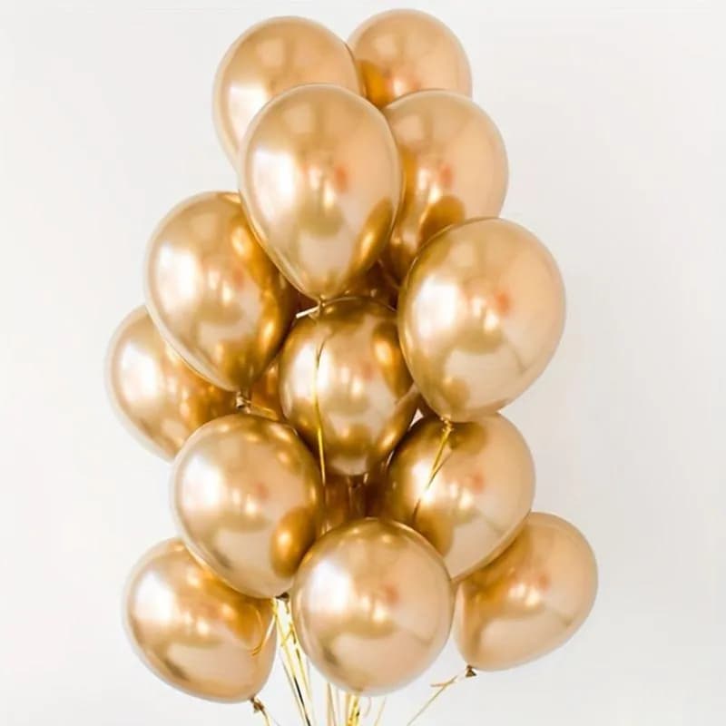 Set Of 10 Gold Helium Balloons