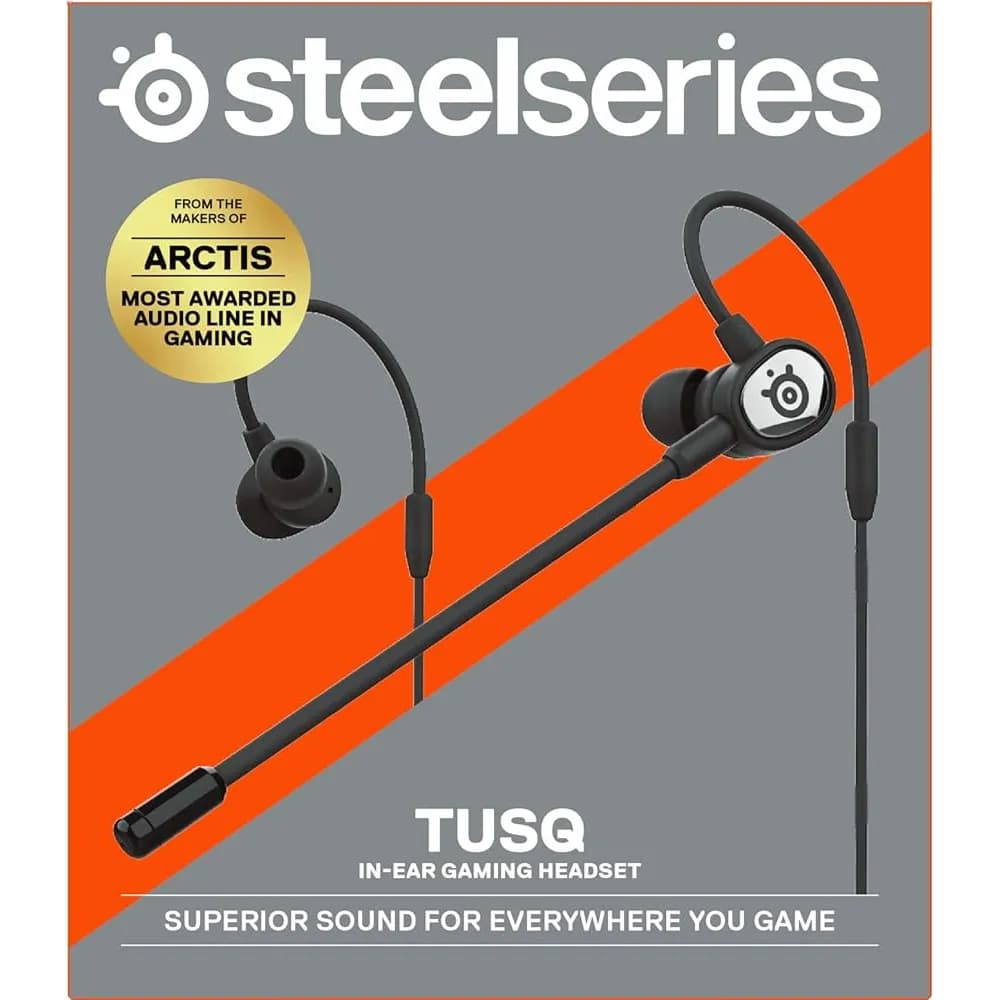 Steelseries Tusq - In-Ear Mobile Gaming Headset – Dual Microphone With Detachable Boom Mic – Ergonomic Suspension Design Earphones – For Mobile