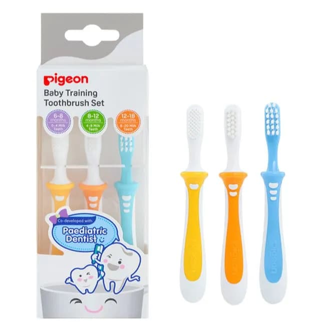 Pigeon Baby Training Toothbrush Set Include 3Stages (1Toothbrush From Age 6-8Months , 1Toothbrush From Age 8-12Months & 1 Toothbrush From Age 12-18Months) 3Pcs Ref-78343-2