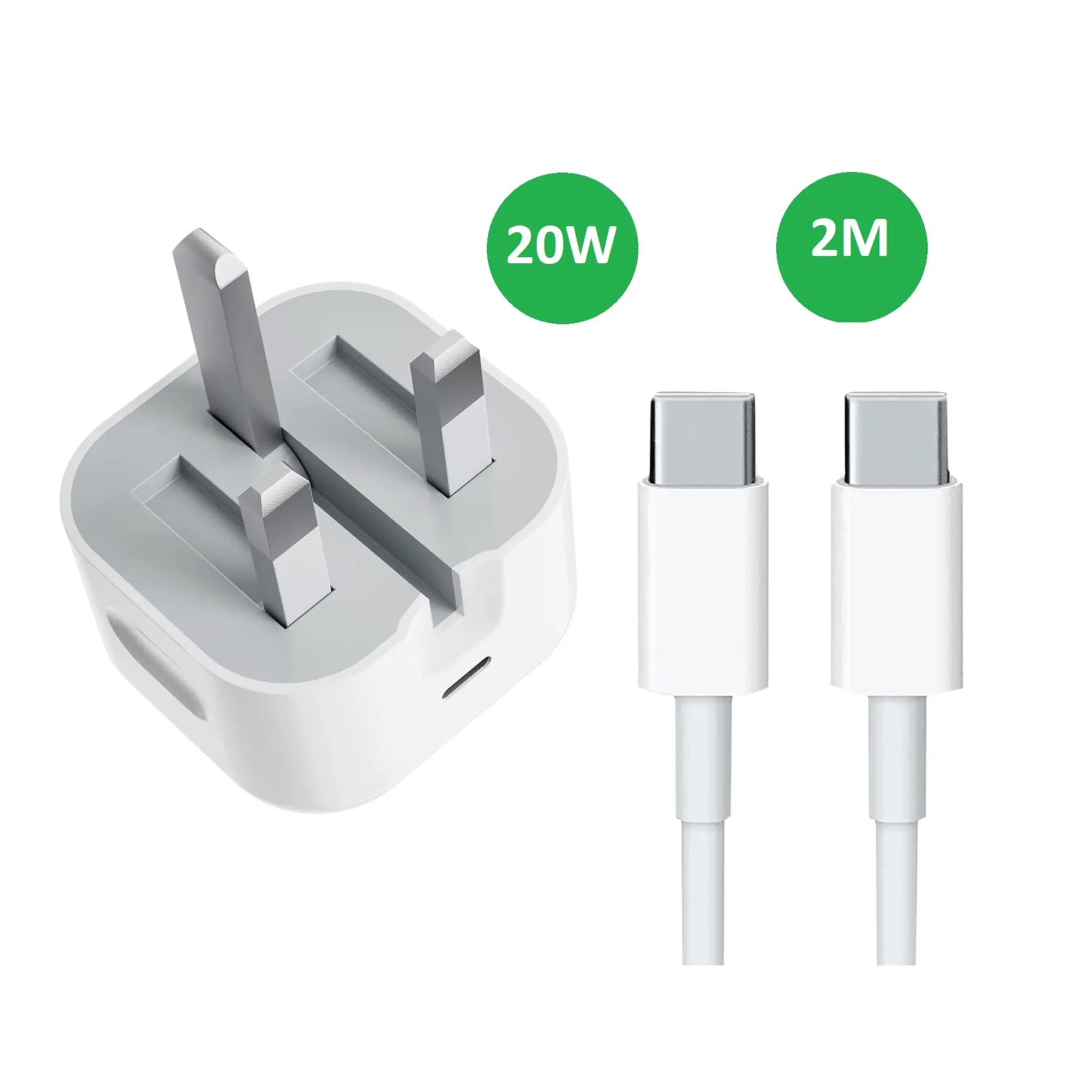 Charger for iPhone 15 and iPad 20W Adapter + C To C Cable 2M - Apple