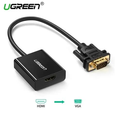 UGREEN HDMI To VGA Adapter Active HDMI Female To VGA Male Converter 1080P With 3.5mm Audio Jack