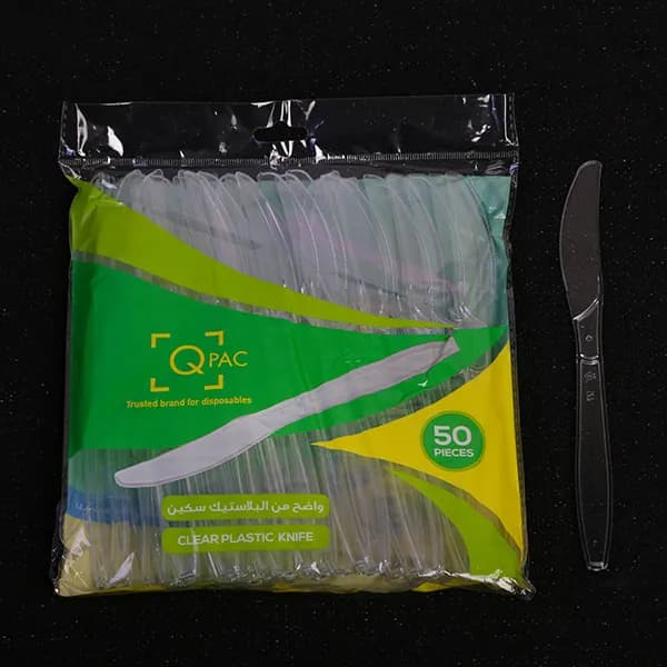 Plastic Knife Clear Q Pac 20Pkt*50Pcs (1000 Pcs)