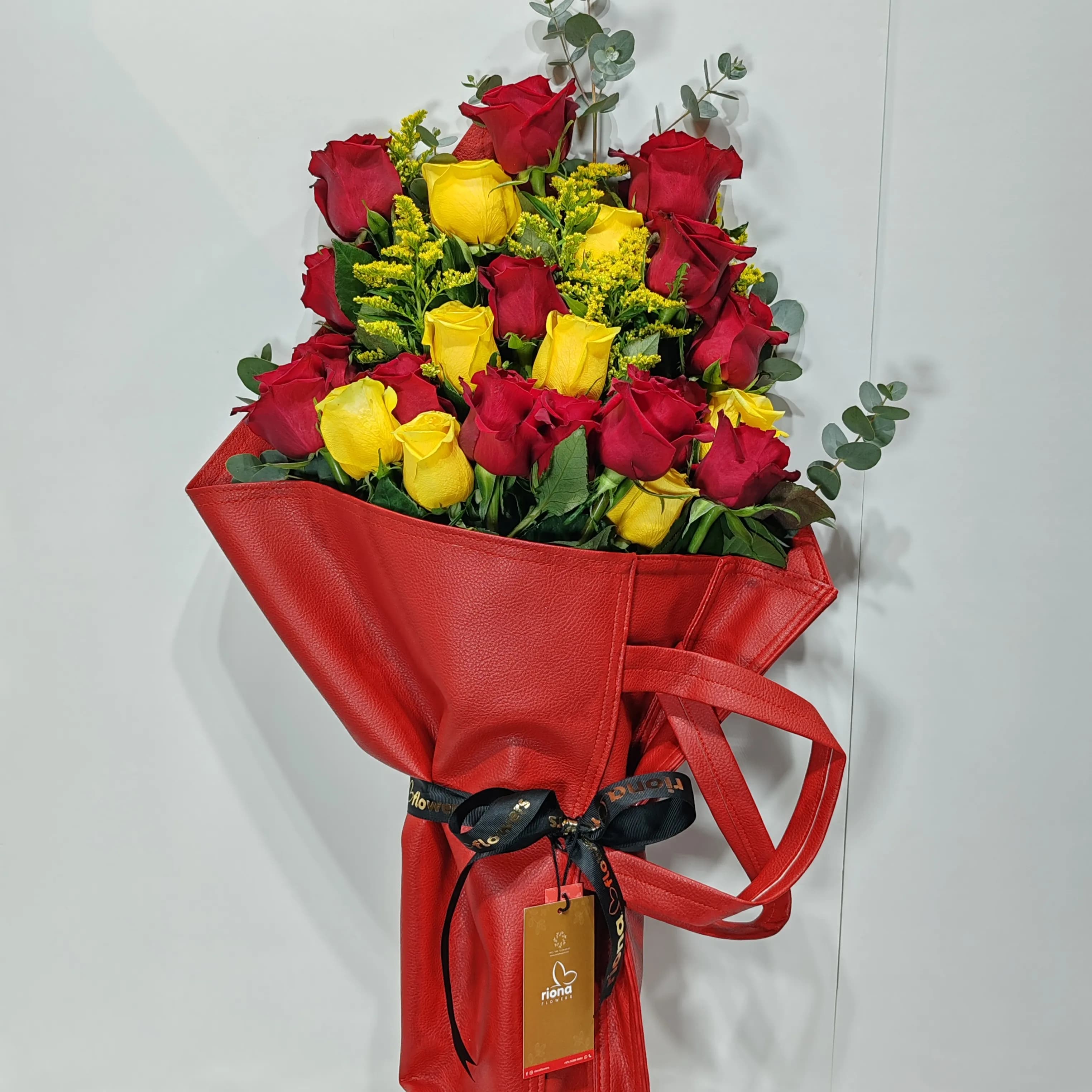 Leather Yellow Red Flower