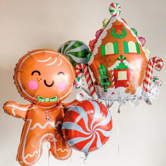 Ginger Bread Man And House - Pack Of 4 Helium Filled Ballons