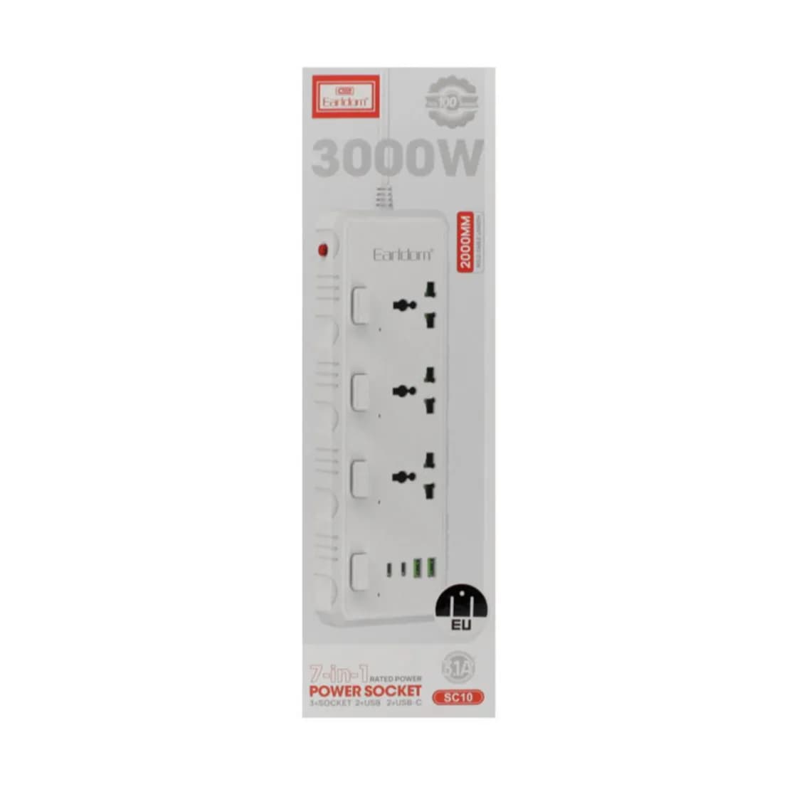 Power Socket 7In1-3000W ( 2Usb+2Xusb C+3Power Socket) 2M